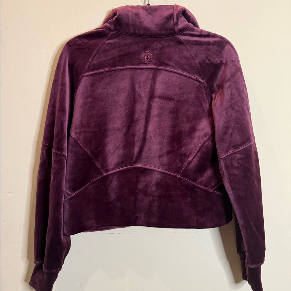 lululemon athletics plush velvet wine colored Half-Zip Sweatshirt - Picture 3 of 8